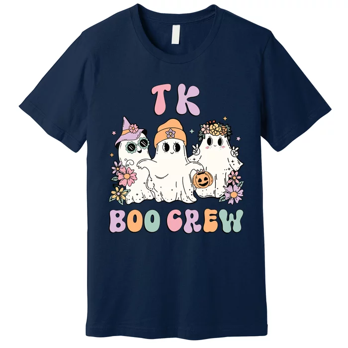 TK Boo Crew Retro Groovy Halloween Floral Ghost TK Teacher Premium T-Shirt