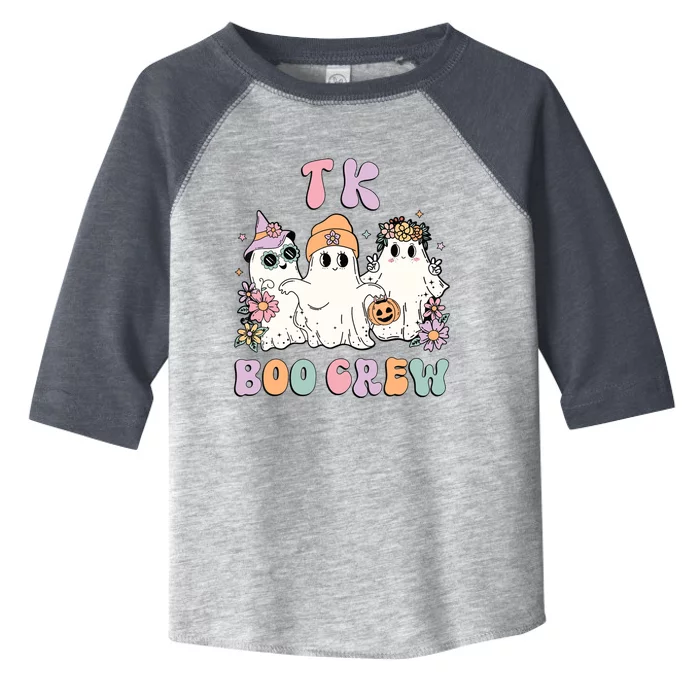 TK Boo Crew Retro Groovy Halloween Floral Ghost TK Teacher Toddler Fine Jersey T-Shirt