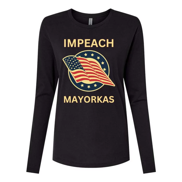 Texas Border Crisis Impeach Mayorkas Womens Cotton Relaxed Long Sleeve T-Shirt