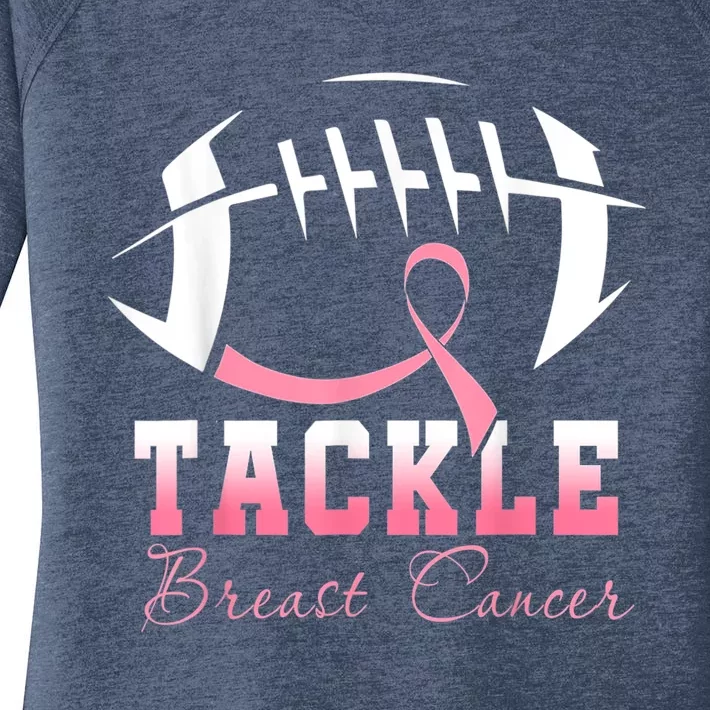 Tackle Breast Cancer Awareness Football Pink Ribbon Women's Perfect Tri Tunic Long Sleeve Shirt