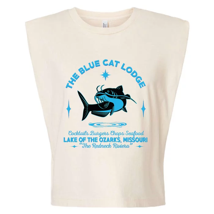 The Blue Cat Lodge Lake Of The Ozarks Missouri Classic Fish Garment-Dyed Women's Muscle Tee