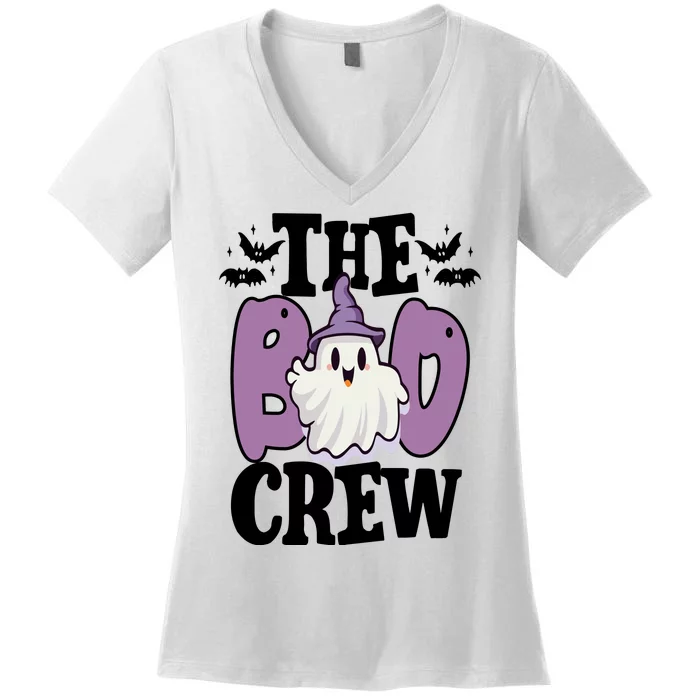 The Boo Crew Cute Halloween Ghost Women's V-Neck T-Shirt