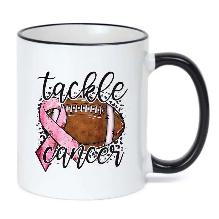 Tackle Breast Cancer Football Pink Ribbon Awareness Black Color Changing Mug