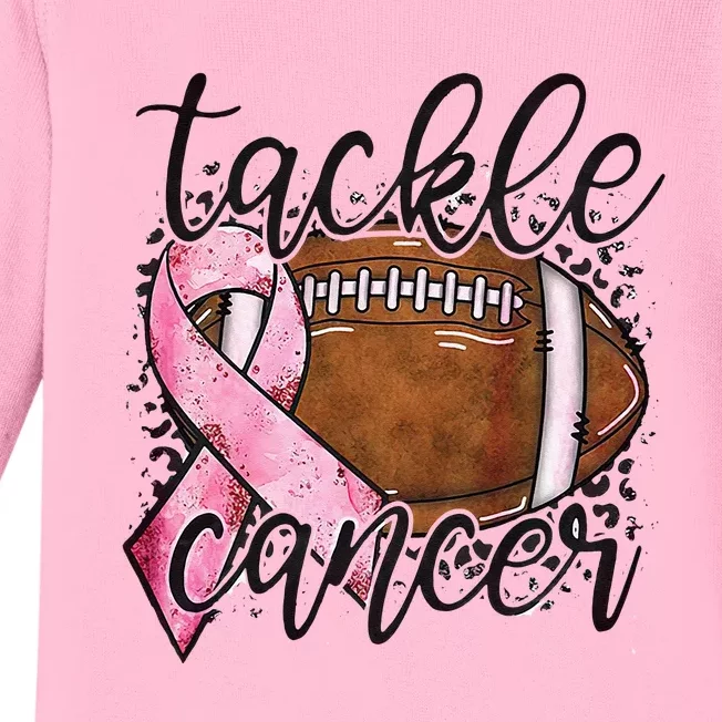 Tackle Breast Cancer Football Pink Ribbon Awareness Baby Long Sleeve Bodysuit