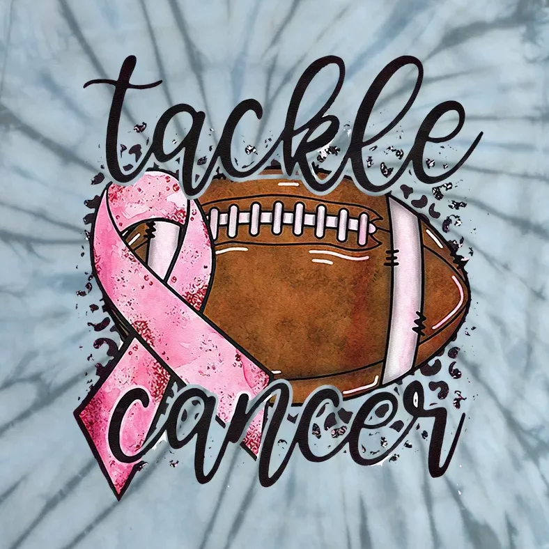 Tackle Breast Cancer Football Pink Ribbon Awareness Tie-Dye T-Shirt