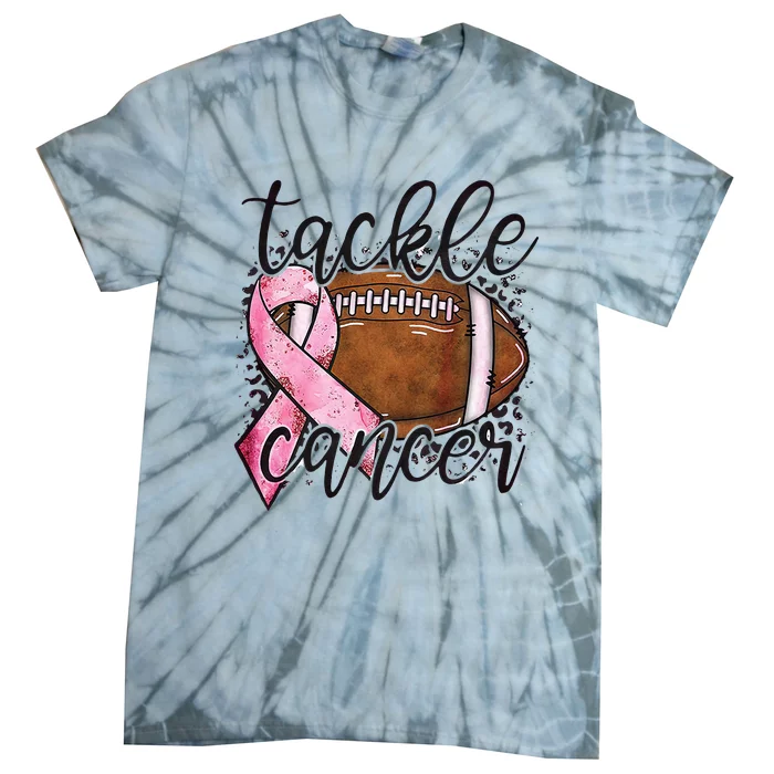 Tackle Breast Cancer Football Pink Ribbon Awareness Tie-Dye T-Shirt