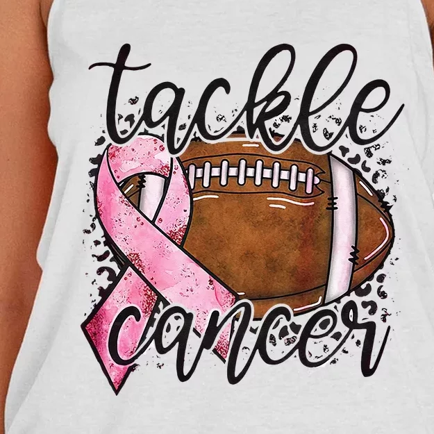 Tackle Breast Cancer Football Pink Ribbon Awareness Women's Knotted Racerback Tank