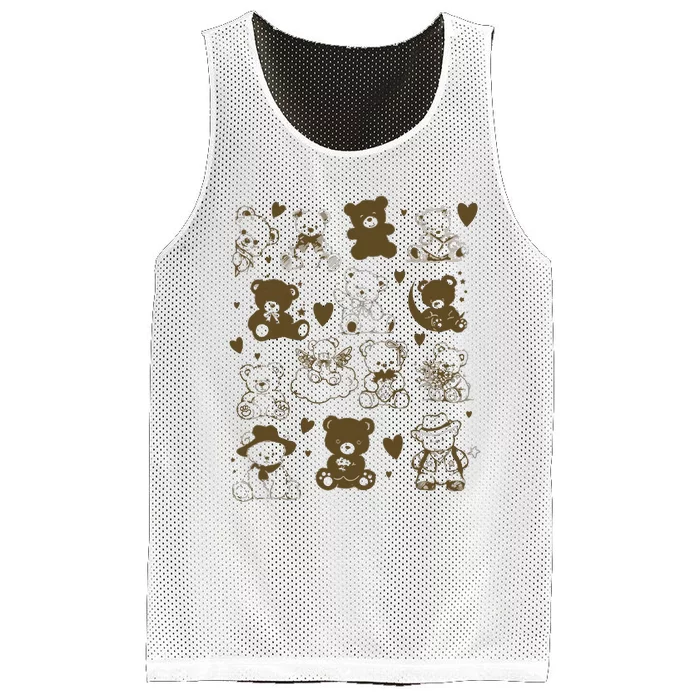 Teddy Bear Collage Tattoo Vintage Graphic Mesh Reversible Basketball Jersey Tank