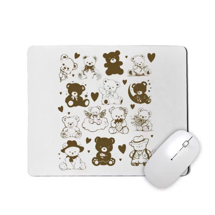 Teddy Bear Collage Tattoo Vintage Graphic Mousepad