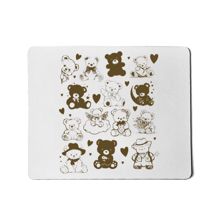 Teddy Bear Collage Tattoo Vintage Graphic Mousepad