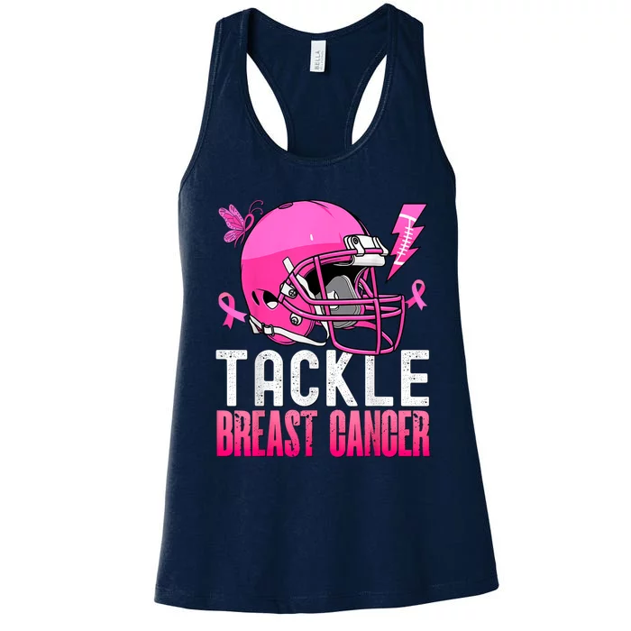 Tackle Breast Cancer Awareness Fighting American Football Women's Racerback Tank