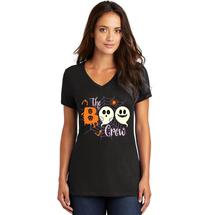 The Boo Crew Team Squad Halloween Family Matching Women's V-Neck T-Shirt