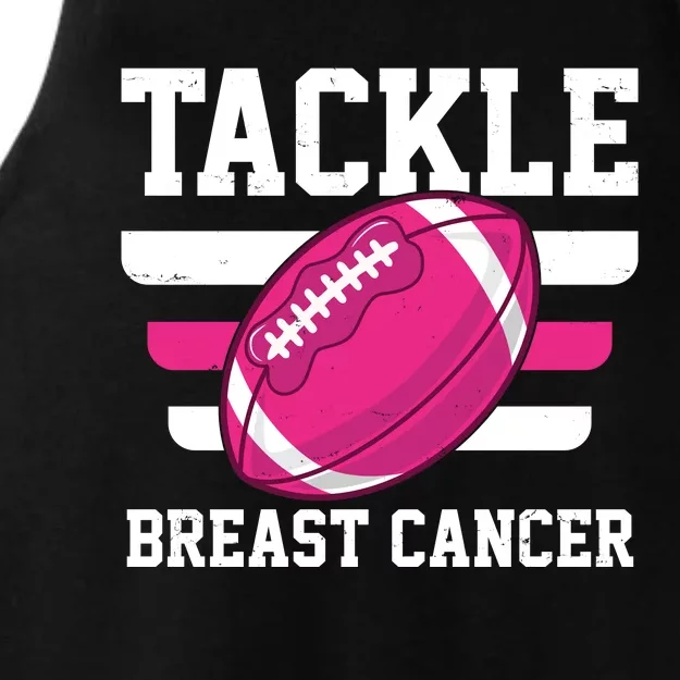 Tackle Breast Cancer Football Fan Ladies Tri-Blend Wicking Tank