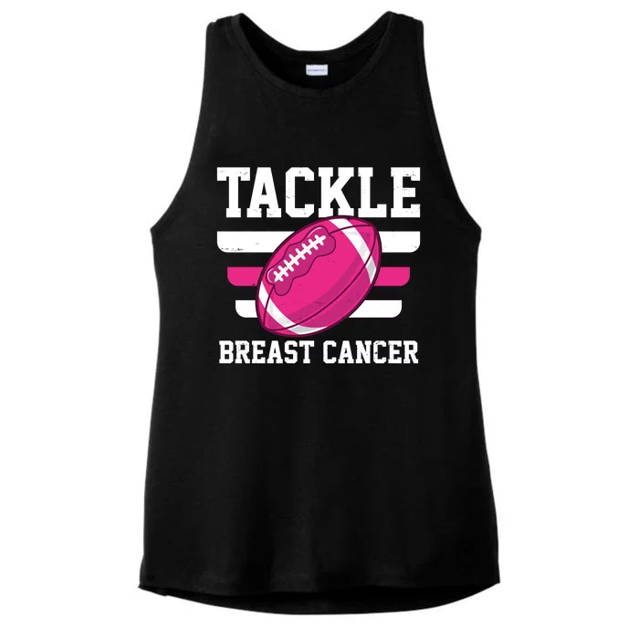 Tackle Breast Cancer Football Fan Ladies Tri-Blend Wicking Tank