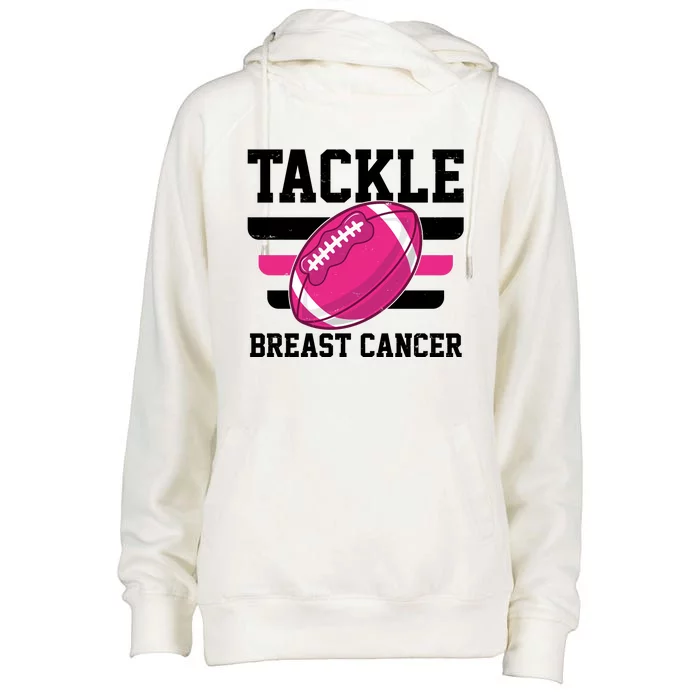 Tackle Breast Cancer Football Fan Womens Funnel Neck Pullover Hood