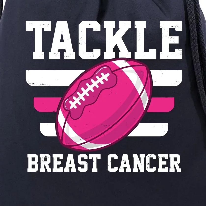 Tackle Breast Cancer Football Fan Drawstring Bag