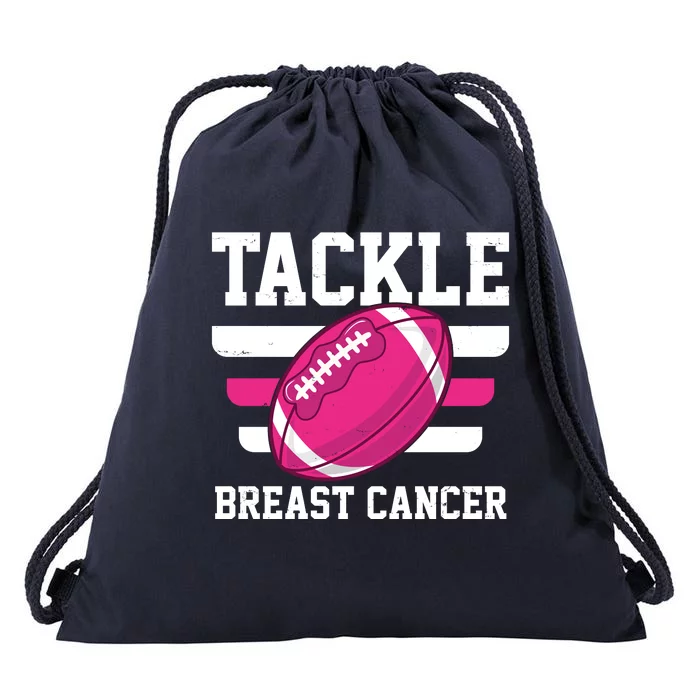 Tackle Breast Cancer Football Fan Drawstring Bag