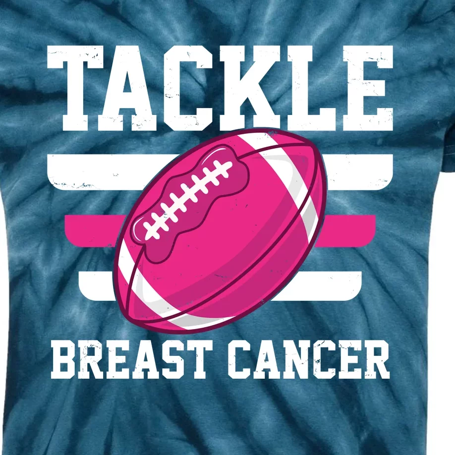 Tackle Breast Cancer Football Fan Kids Tie-Dye T-Shirt