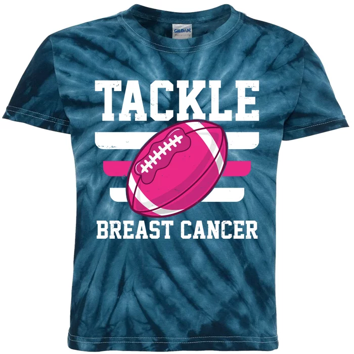 Tackle Breast Cancer Football Fan Kids Tie-Dye T-Shirt