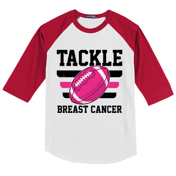 Tackle Breast Cancer Football Fan Kids Colorblock Raglan Jersey