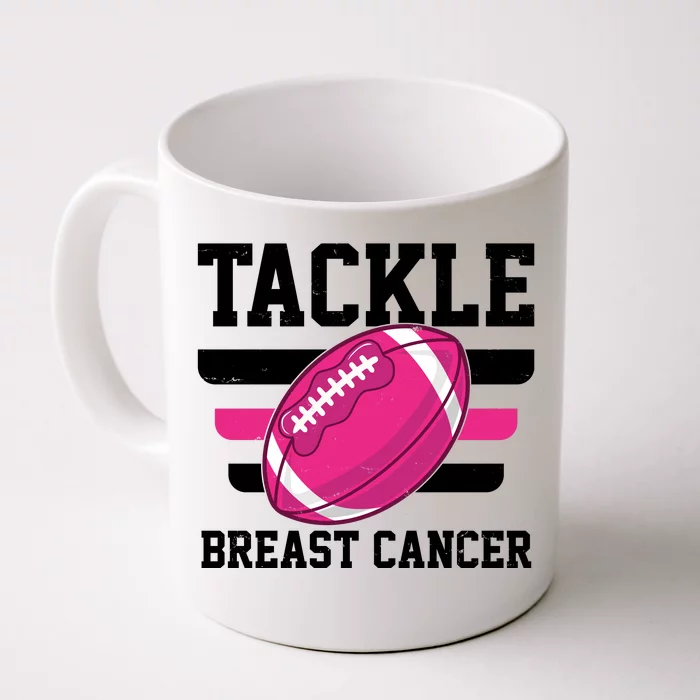 Tackle Breast Cancer Football Fan Front & Back Coffee Mug