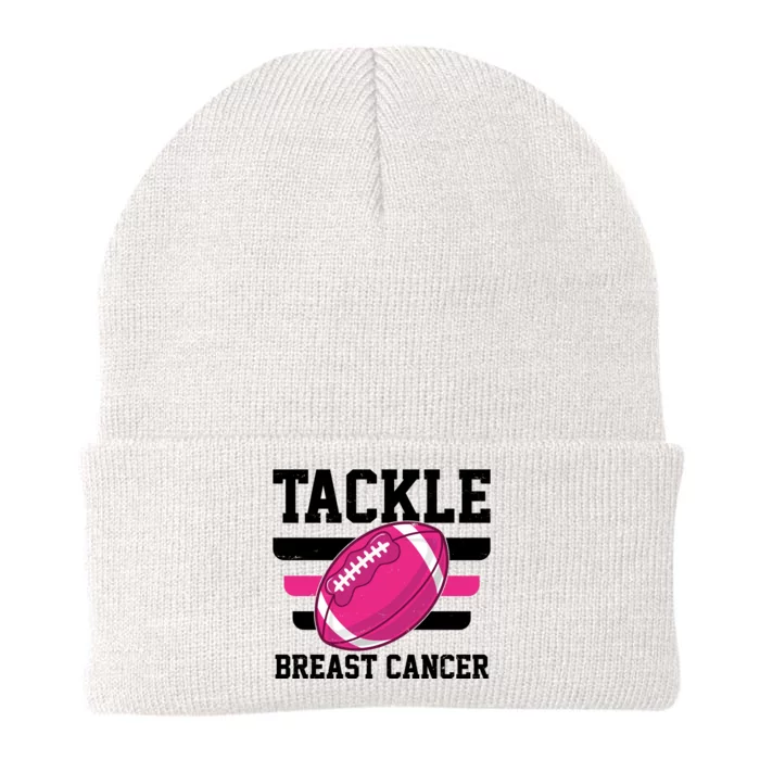 Tackle Breast Cancer Football Fan Knit Cap Winter Beanie