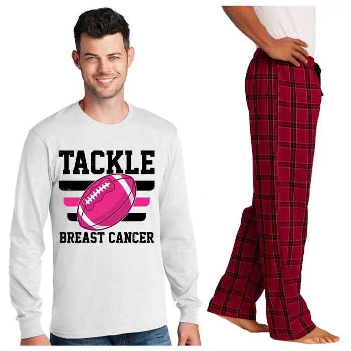 Tackle Breast Cancer Football Fan Long Sleeve Pajama Set