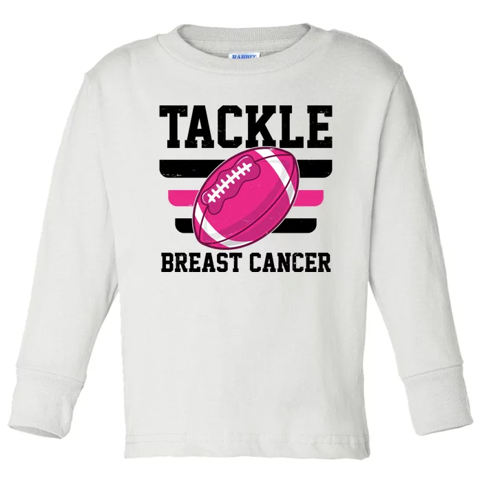 Tackle Breast Cancer Football Fan Toddler Long Sleeve Shirt