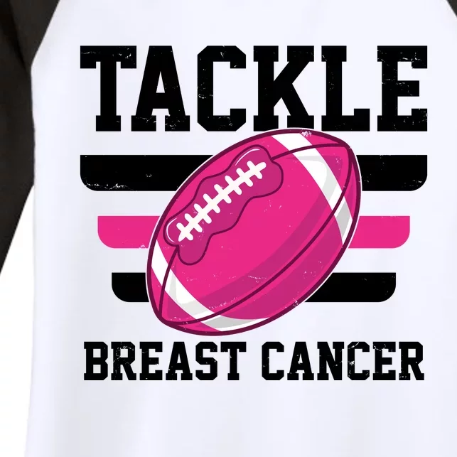 Tackle Breast Cancer Football Fan Women's Tri-Blend 3/4-Sleeve Raglan Shirt