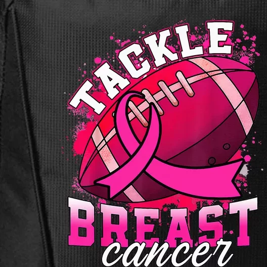 Tackle Breast Cancer Awareness Pink Ribbon Football City Backpack