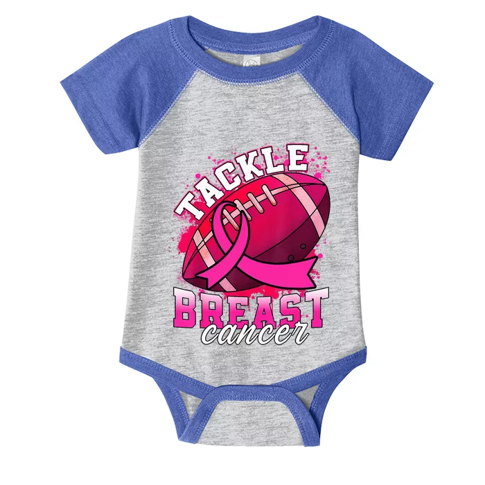 Tackle Breast Cancer Awareness Pink Ribbon Football Infant Baby Jersey Bodysuit