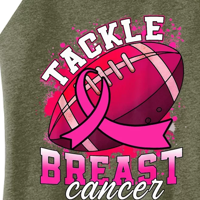 Tackle Breast Cancer Awareness Pink Ribbon Football Women’s Perfect Tri Rocker Tank