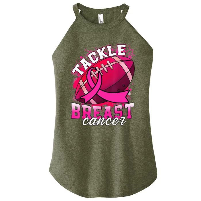 Tackle Breast Cancer Awareness Pink Ribbon Football Women’s Perfect Tri Rocker Tank