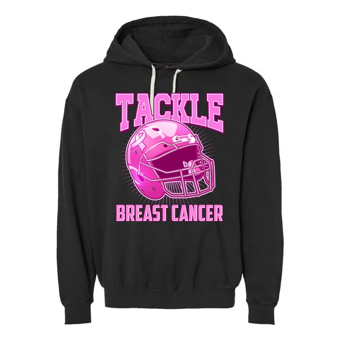 Tackle Breast Cancer Awareness Football Helmet Garment-Dyed Fleece Hoodie