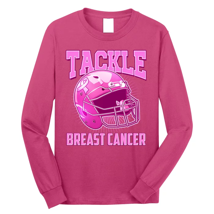 Tackle Breast Cancer Awareness Football Helmet Long Sleeve Shirt