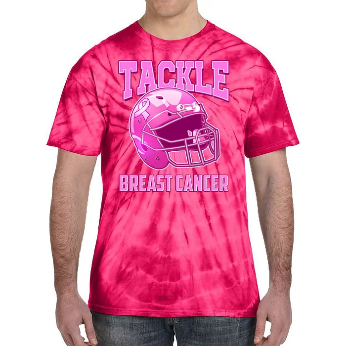 Tackle Breast Cancer Awareness Football Helmet Tie-Dye T-Shirt