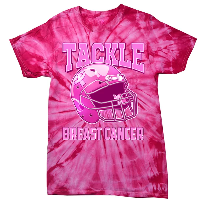 Tackle Breast Cancer Awareness Football Helmet Tie-Dye T-Shirt