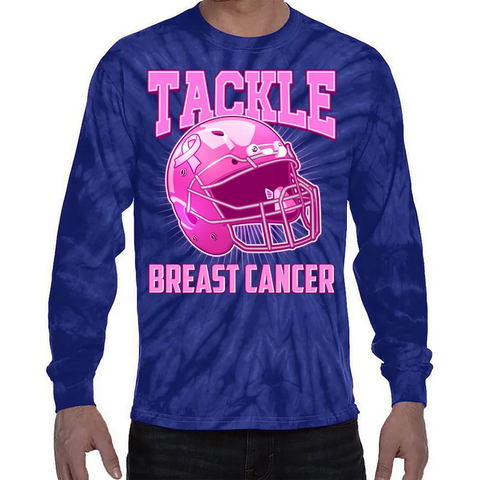 Tackle Breast Cancer Awareness Football Helmet Tie-Dye Long Sleeve Shirt