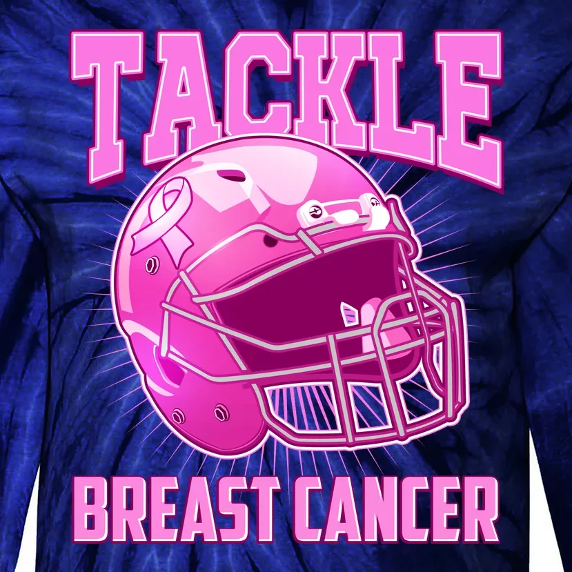 Tackle Breast Cancer Awareness Football Helmet Tie-Dye Long Sleeve Shirt