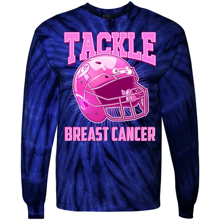 Tackle Breast Cancer Awareness Football Helmet Tie-Dye Long Sleeve Shirt