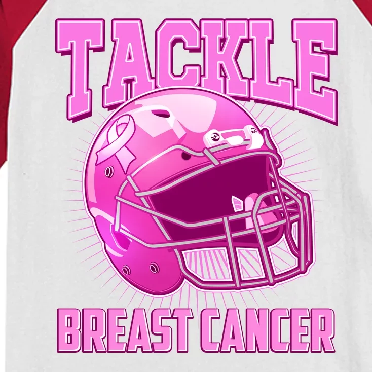 Tackle Breast Cancer Awareness Football Helmet Kids Colorblock Raglan Jersey