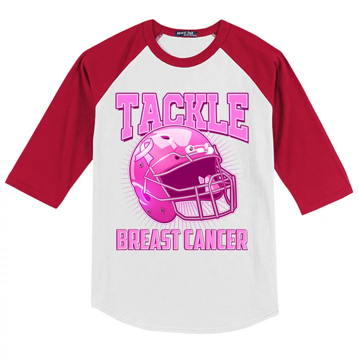 Tackle Breast Cancer Awareness Football Helmet Kids Colorblock Raglan Jersey