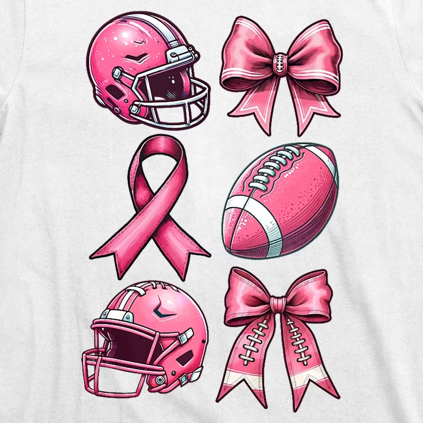 Tackle Breast Cancer Coquette Bow Football Ribbon T-Shirt