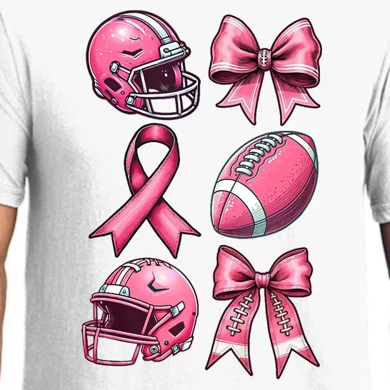 Tackle Breast Cancer Coquette Bow Football Ribbon Pajama Set