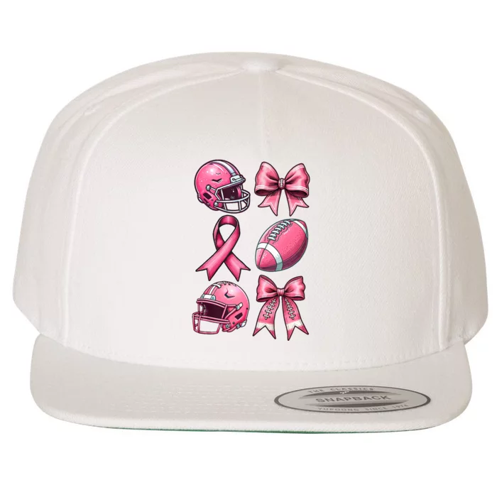 Tackle Breast Cancer Coquette Bow Football Ribbon Wool Snapback Cap