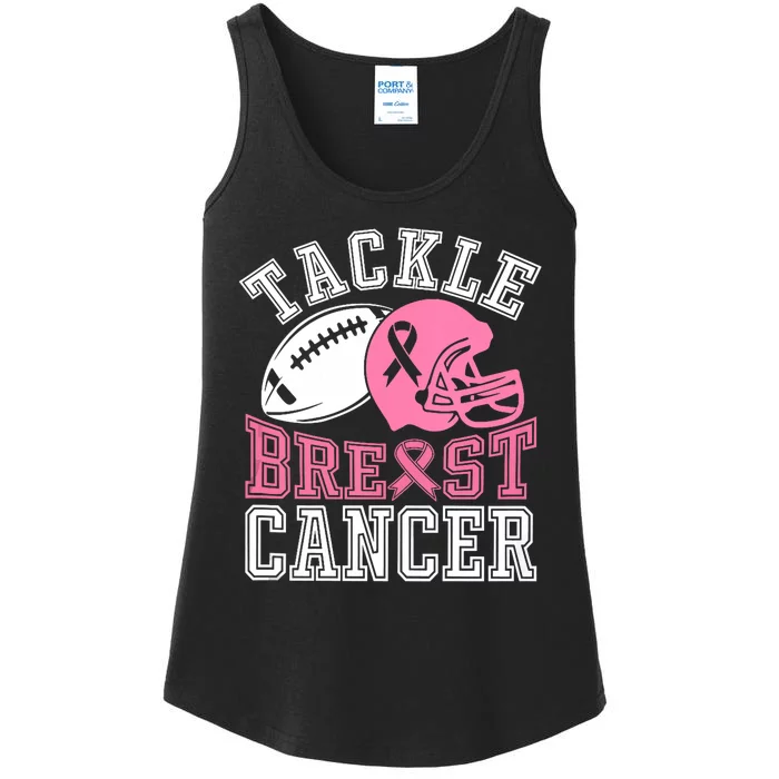 Tackle Breast Cancer Awareness Football Lover Ladies Essential Tank