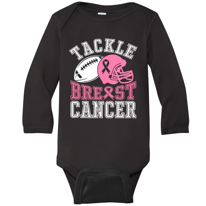 Tackle Breast Cancer Awareness Football Lover Baby Long Sleeve Bodysuit