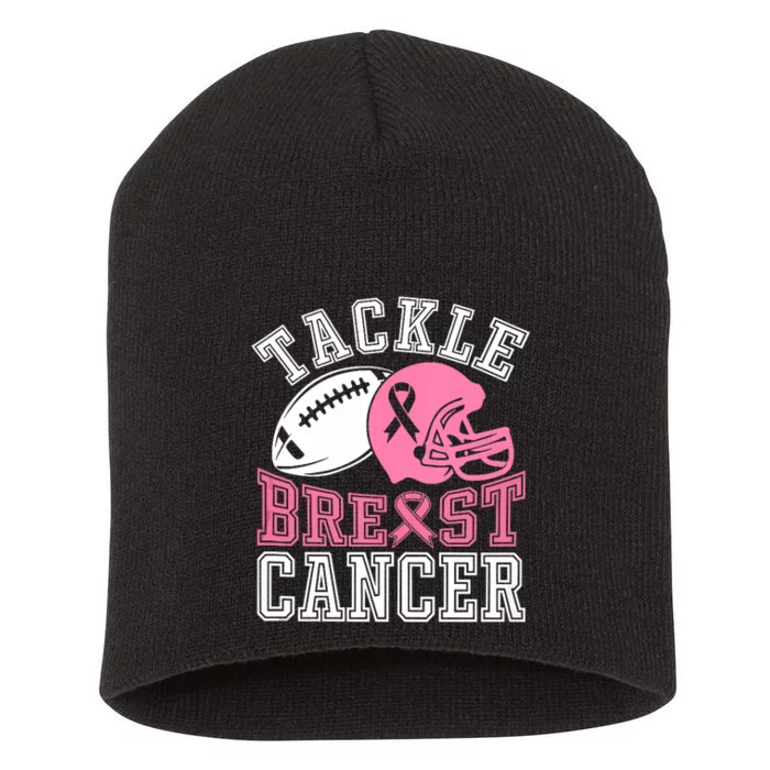 Tackle Breast Cancer Awareness Football Lover Short Acrylic Beanie