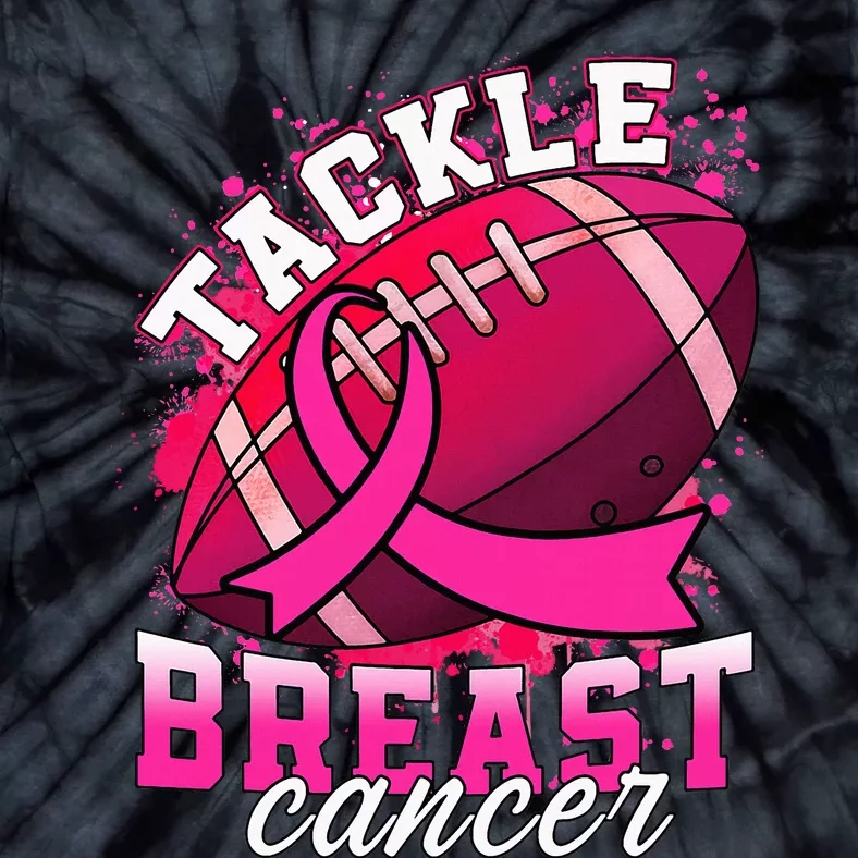 Tackle Breast Cancer Awareness Pink Ribbon Football Tie-Dye T-Shirt