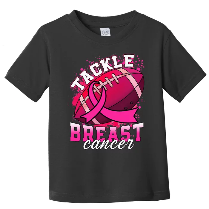 Tackle Breast Cancer Awareness Pink Ribbon Football Toddler T-Shirt